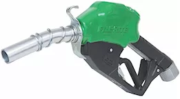 Fill-Rite 1in high flow auto nozzle deisel/green/hook/ spring on spout/ rated 50 psi/5-25 gpm