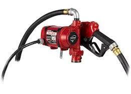 Fill-Rite 25 gpm, 12-24v dc ultra high flow pump, 1in x 18ft hose, ultra high flow automatic nozzle.