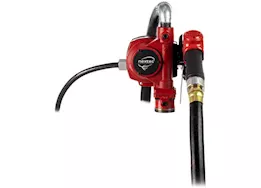 Fill-Rite 25 gpm, 12-24v dc ultra high flow pump, 1in x 18ft hose, ultra high flow automatic nozzle.