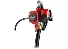 Fill-Rite 25 gpm, 12-24v dc ultra high flow pump, 1in x 18ft hose, ultra high flow automatic nozzle.