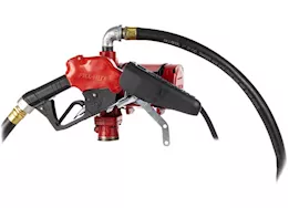 Fill-Rite 25 gpm, 12-24v dc ultra high flow pump, 1in x 18ft hose, ultra high flow automatic nozzle.