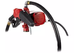 Fill-Rite 25 gpm, 12-24v dc ultra high flow pump, 1in x 18ft hose, ultra high flow automatic nozzle.