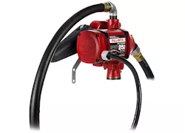 Fill-Rite 25 gpm, 12-24v dc ultra high flow pump, 1in x 18ft hose, ultra high flow automatic nozzle.