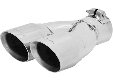 Flowmaster EXHAUST TIP, LOGO EMBOSSED, POLISHED STAINLESS, DOUBLE WALL, DUAL ANGLE CUT, ROU