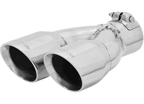 Flowmaster Exhaust tip, logo embossed, polished stainless, double wall, dual angle cut Main Image