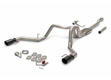 Flowmaster 21-c f150 2.7/3.5/5.0l flowfx cat-back exhaust, dual/rear, 4.5in tip, 3in tubing, 409ss Main Image