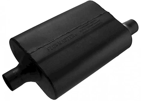 Flowmaster 40 series delta flow chambered muffler, 2in center in/2in offset out, aggressive sound Main Image