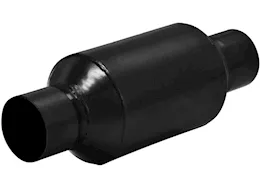 Flowmaster Outlaw race shorty muffler, 2.50in in/out:12.00in long overall,