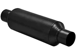 Flowmaster Outlaw race muffler,2.50in in/out:17.00in long overall 4.5in diameter x 11in len