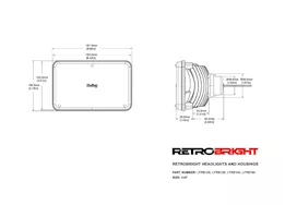 Holley Retrobright led forward facing light housing only, clear lens, 4x6 rectangle