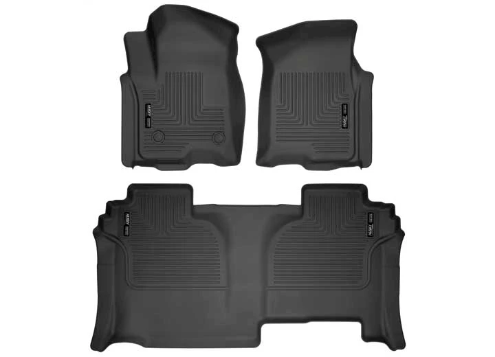 Husky Liner 19-C SILVERADO/SIERRA 1500 DOUBLE CAB FRONT & 2ND SEAT FLOOR LINERS WEATHERBEATER SERIES BLACK