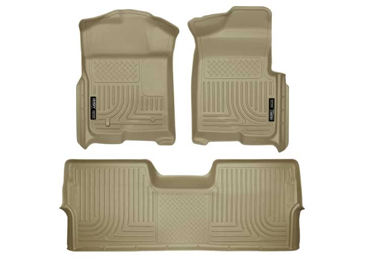 Husky Liner WeatherBeater Front & 2nd Seat Floor Liner Set - Tan for SuperCrew Cab