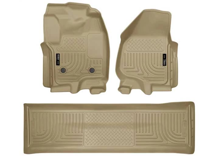 Husky Liner WeatherBeater Front & 2nd Seat Floor Liner Set - Tan for SuperCrew Cab