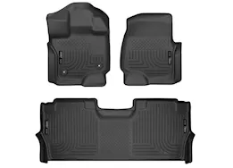 Husky Liner 21-c f-150 supercrew (w/ fold flat storage) weatherbeater front & 2nd seat floor liners black