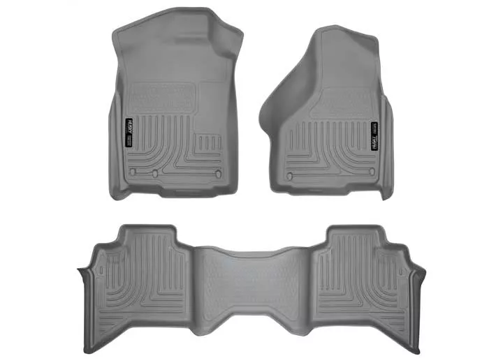 Husky Liner WeatherBeater Front & 2nd Seat Floor Liner Set - Grey for Quad Cab