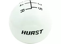 Hurst Shftr knob-white 5 spd(3/8-16)