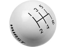 Hurst Shftr knob-white 5 spd(3/8-16)