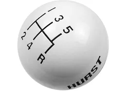 Hurst Shftr knob-white 5 spd(3/8-16)