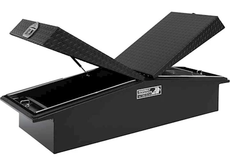 Highway Products 71 x 16 x 23 gull wing tool box w/smooth blk base, blk dia plate lid, no boweyes Main Image