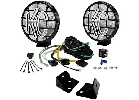 KC Hilites 07-18 WRANGLER JK HALOGEN 6IN SPREAD 2 LIGHT SYSTEM BLACK