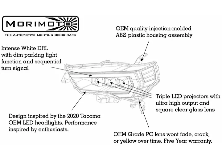 Morimoto Lighting 14-c 4runner morimoto xb led projector headlights (amber drl)