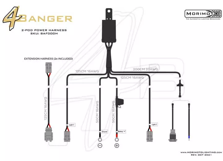 Morimoto Lighting 2x outputs switched power harness