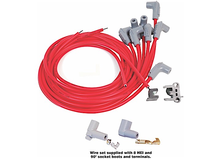 MSD Ignition SUPER CONDUCTOR SPARK PLUG WIRE SET, 8 CYL 90 DEG PLUG, SOCKET/HEI CA