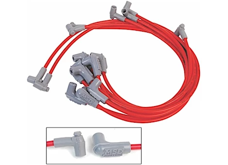 MSD Ignition SBC 350 HEI SUPER CONDUCTOR SPARK PLUG WIRE SET, RED JACKE