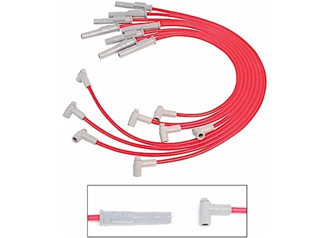 MSD Ignition 74-76 CHEVY 454 HEI SUPER CONDUCTOR SPARK PLUG WIRE SET, RED SE