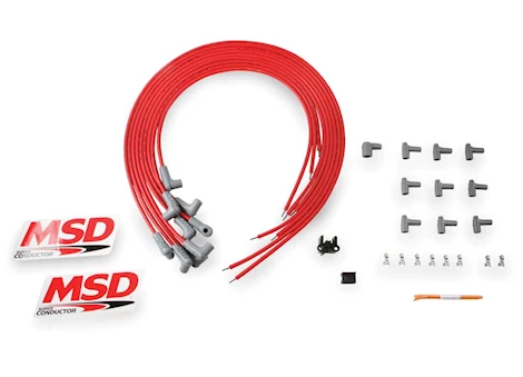 MSD Ignition SUPER CONDUCTOR 8.5MM SPARK PLUG WIRE SET, 8 CYL 90 DEG PLUG & CAP, RE