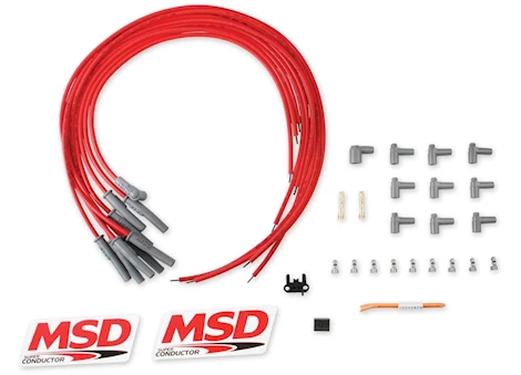 MSD Ignition SUPER CONDUCTOR SPARK PLUG WIRE SET, MULTI-ANGLE PLUG, HEI CAP, RE