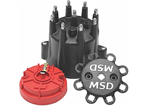 MSD Ignition Chevy v8 hei distributor cap and rotor, blac Main Image