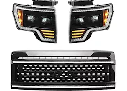 OLM 09-14 f150 essential series headlight and drl grille 2pc bundle outside line mot