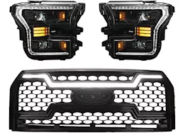 OLM 15-17 f150 essential series headlight and drl grille 2pc bundle outside line mot