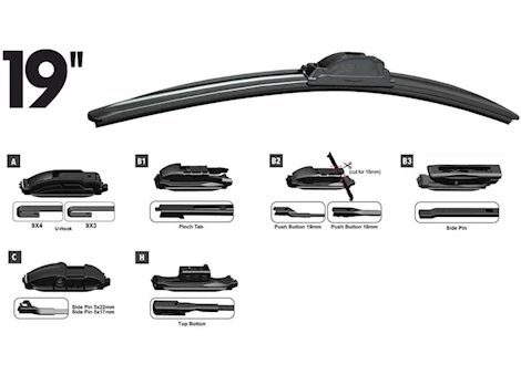 ProMaxx Automotive RTX-OE WIPER BLADE 19IN FRONT MULTI-FIT OE 6PCS