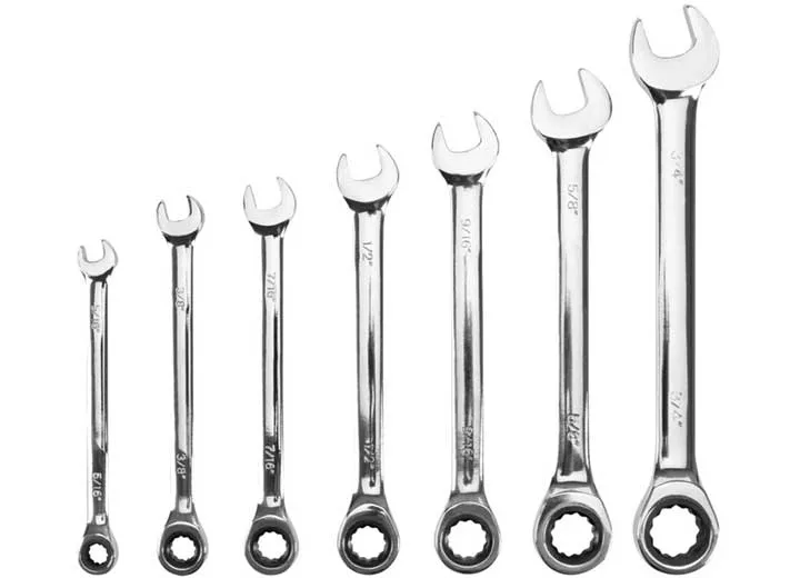 Performance tool 7-piece sae ratcheting wrench set