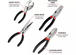 Performance Tool Pliers set w/ slip joint, long nose & linesman, 4 pcs