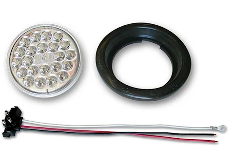 Poison Spyder Customs, Inc. 4IN 24-LED TAILLIGHT, PUSH-IN - CLEAR / RED W/PIGTAIL & GROMMET