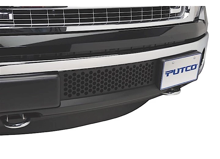 Putco 11-14 f150 ecoboost stainless black punch grille w/o heater plug Main Image