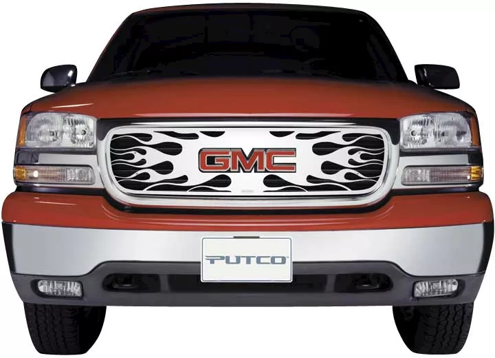 Putco 99-02 sierra 1500/2500/00-06 yukon/yukon xl flaming inferno ss grille (w/logo cutout)