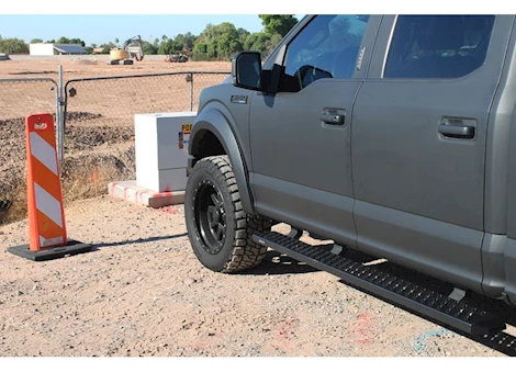 Raptor 15-C F150/17-22 F250/F350 SD CREW CAB 6.5IN SAWTOOTH SLIDE TRACK RUNNING BOARDS BLACK TXT ALUM