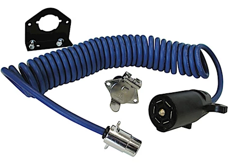 Roadmaster Flexo-Coil Wiring Kit - 7 to 4 Wire Flexo-Coil Cord with Plugs, Socket, & Bracket