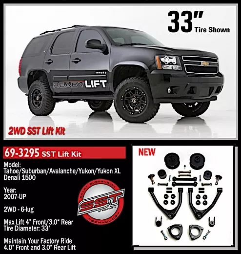 ReadyLift Suspension 4.0in sst lift kit w/3.0in rear w/upper control arms w/o shocks 07-c chevy/gmc tahoe/suburban rwd