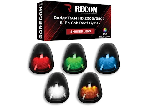 Recon Truck Accessories 03-18 RAM 2500/3500 5 PIECE CAB ROOF LIGHT W/RGB SMOKED