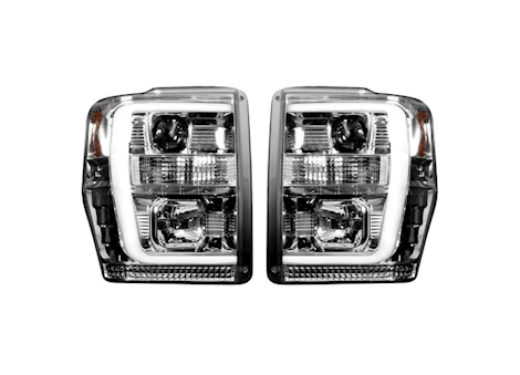 Recon Truck Accessories 08-10 F250/F350/F450/F550 PROJECTOR HEADLIGHTS W/HIGH POWER OLED HALOS/DRL-CLEAR/CHROME