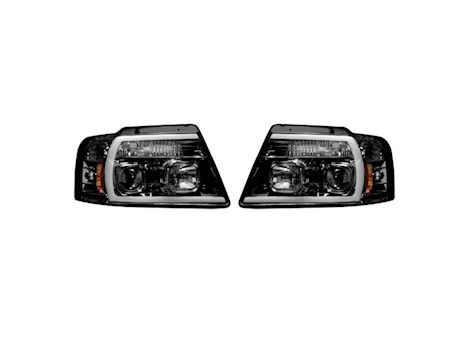 Recon Truck Accessories 04-08 F150 PROJECTOR HEADLIGHTS W/HIGH POWER SMOOTH OLED HALOS/DRL-SMOKED/BLACK