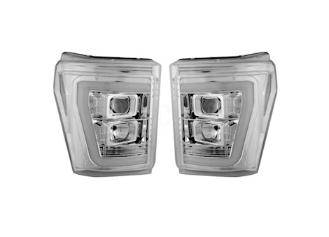 Recon Truck Accessories 11-16 F250/F350/F450/F550 PROJECTOR HEADLIGHTS W/HIGH POWER OLED HALOS/DRL-CLEAR/CHROME DRIV/PASS