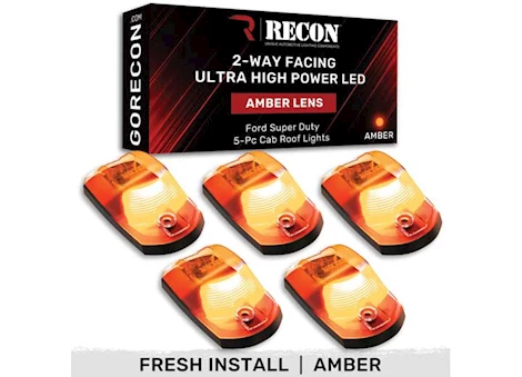 Recon Truck Accessories 17-C F250/F350/F450 SUPERDUTY AMBER CAB ROOF LIGHT 5 PIECE SET