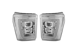 Recon Truck Accessories 11-16 f250/f350/f450/f550 projector headlights w/high power oled halos/drl-clear/chrome driv/pass