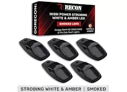 Recon Truck Accessories 19-c ram 2500/3500(5pc set)smoked cab roof kit w/white & amber strobe & running
